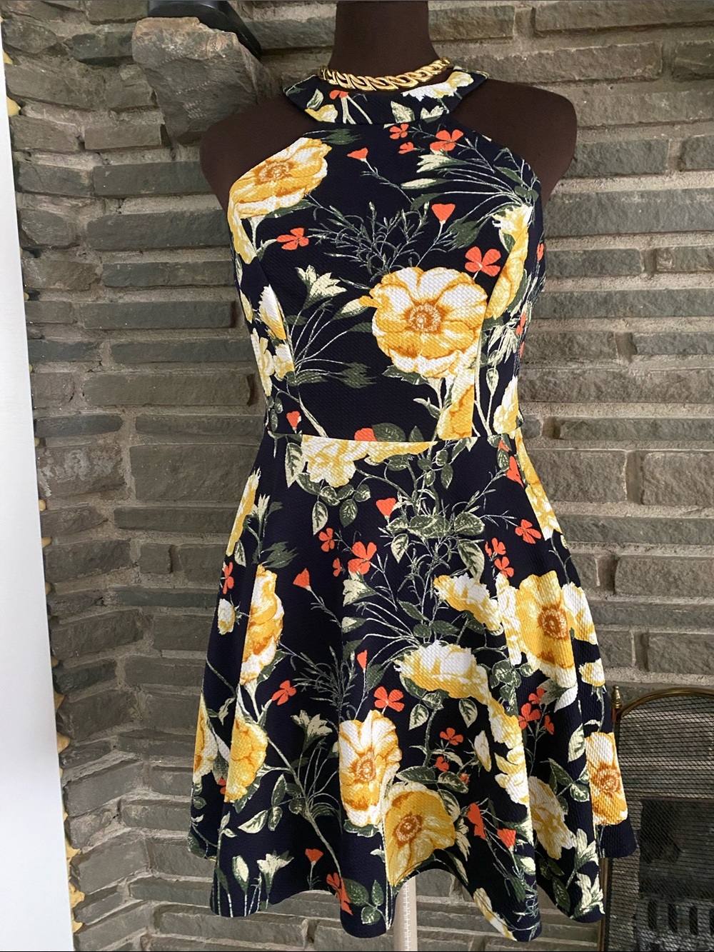 B Darlin flowered strap dress back